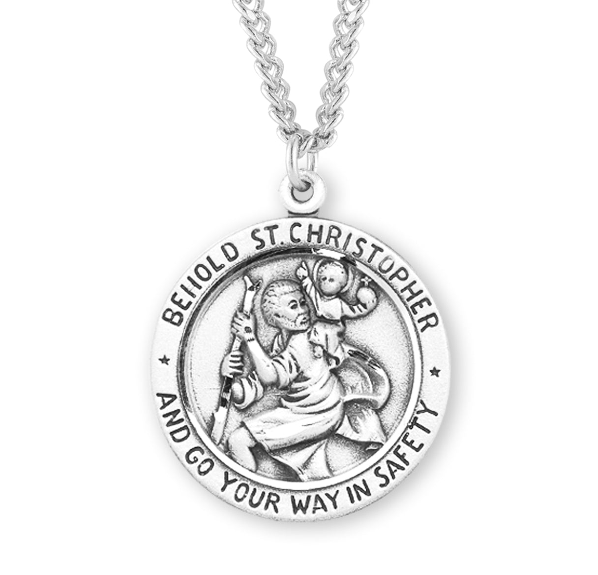 Saint Christopher Round Sterling Silver Medal