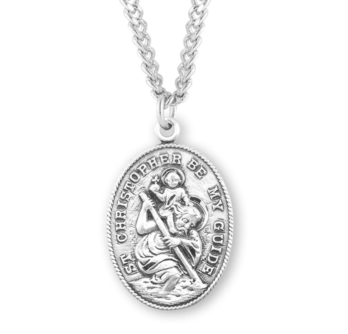 Saint Christopher Oval Sterling Silver Medal