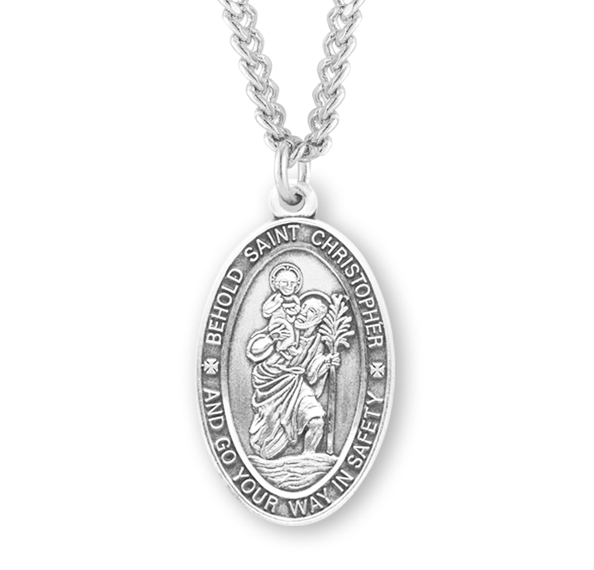 Saint Christopher Oval Sterling Silver Medal