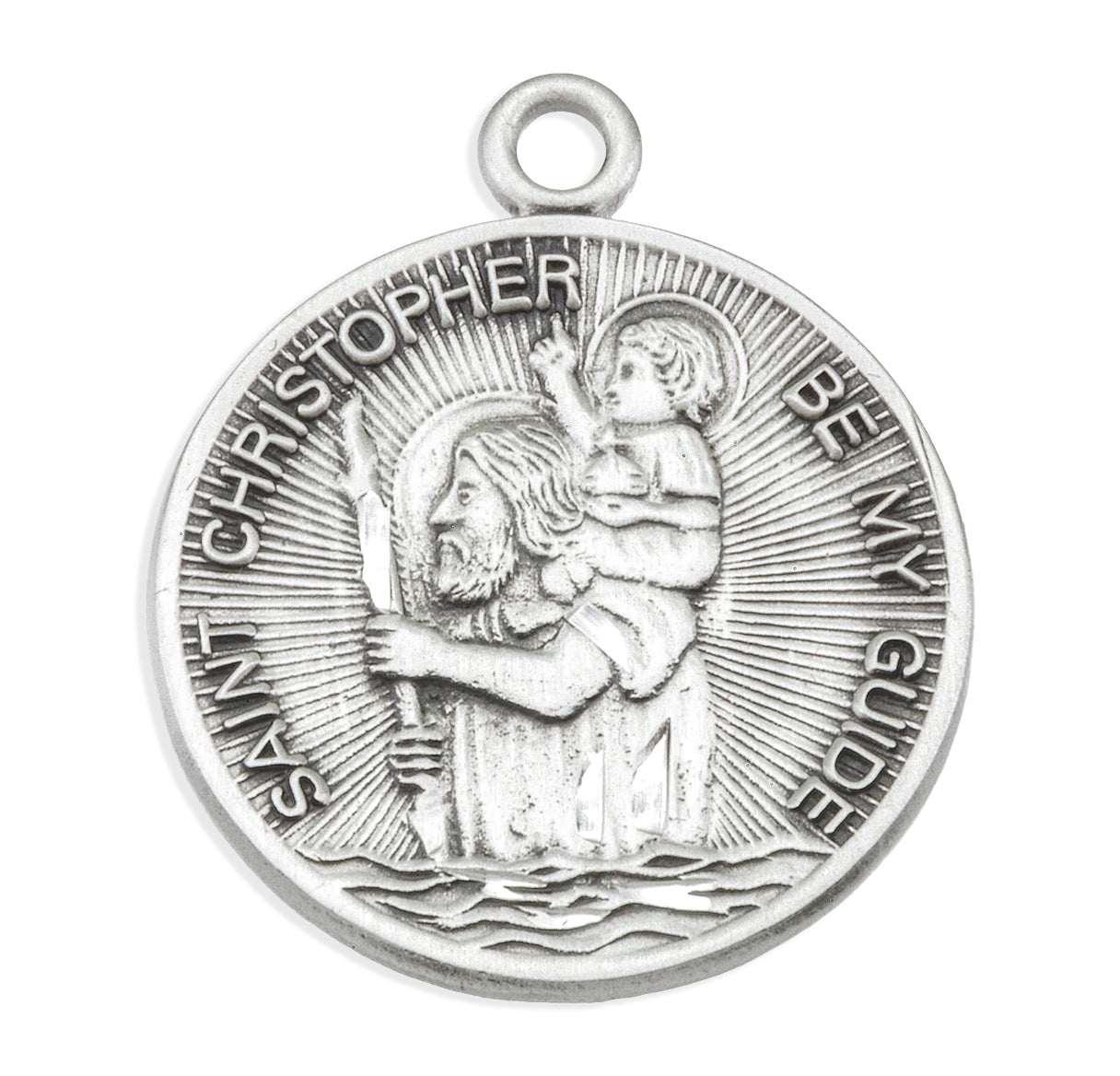 Saint Christopher Round Sterling Silver Medal