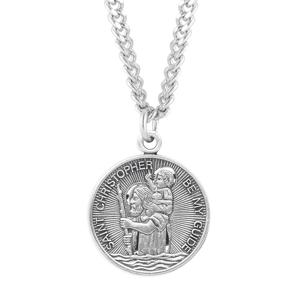 Saint Christopher Round Sterling Silver Medal