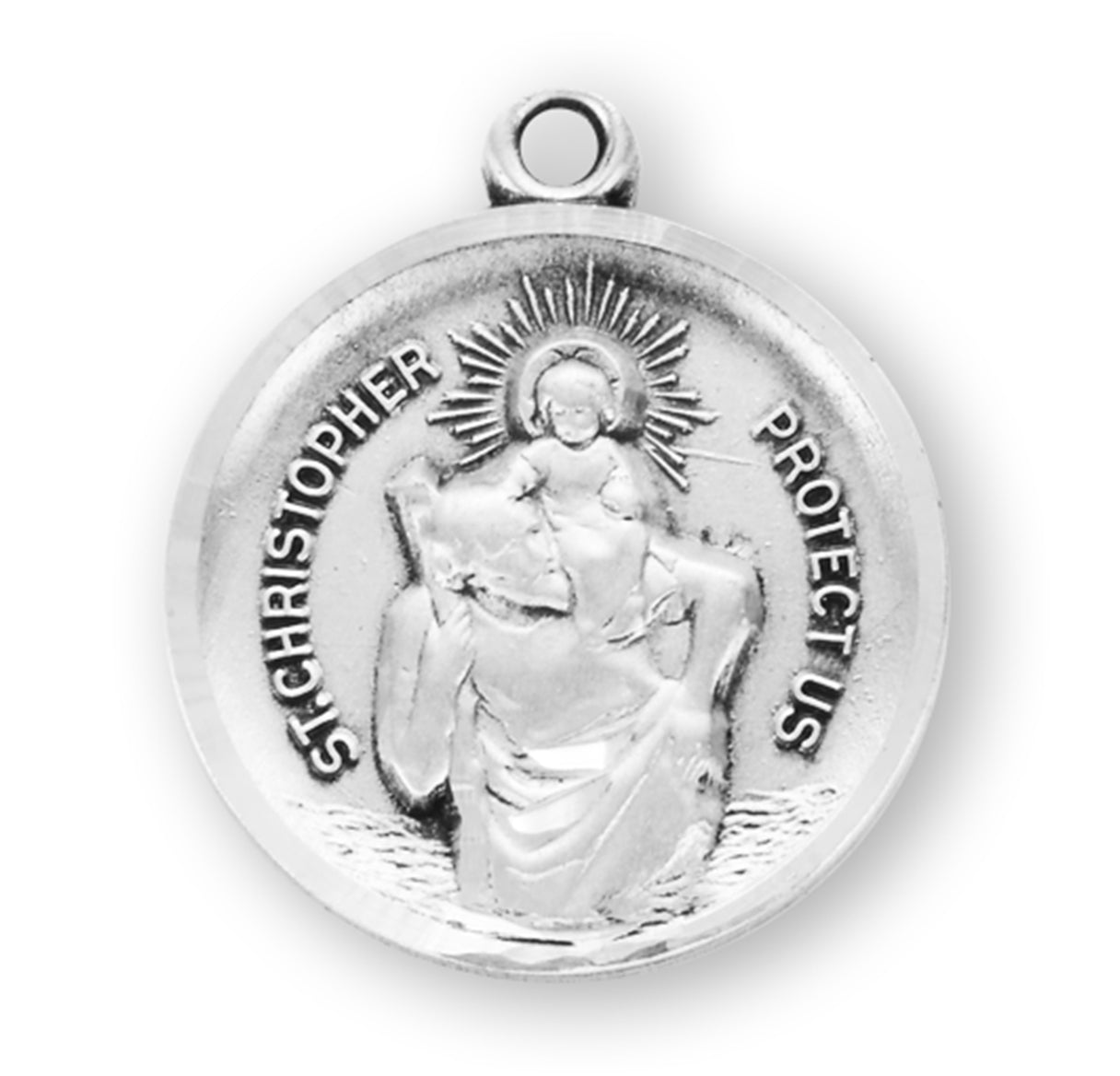 Saint Christopher Round Sterling Silver Medal