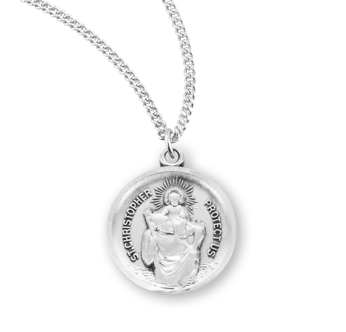 Saint Christopher Round Sterling Silver Medal