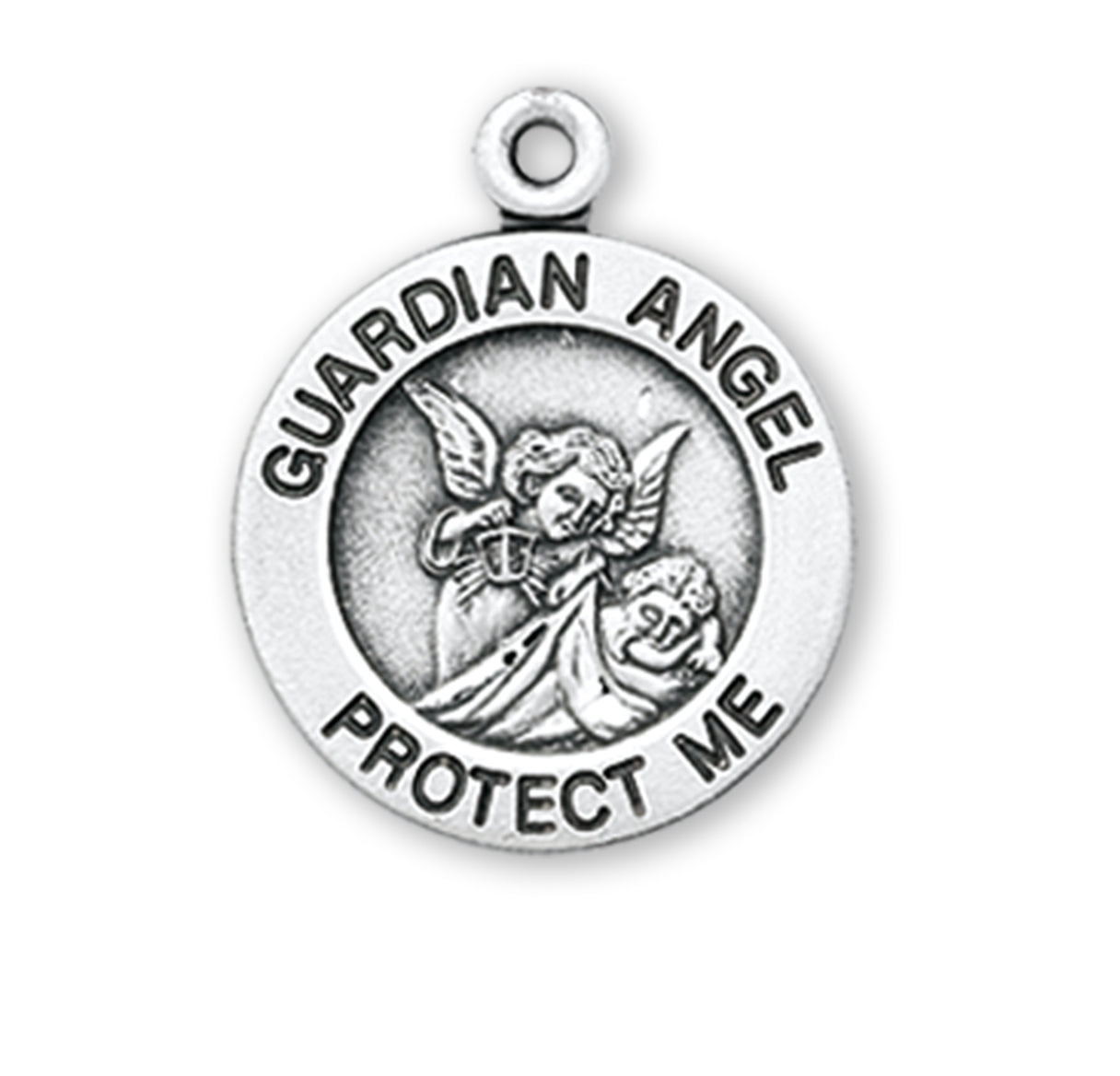 Guardian Angel Round Sterling Silver Medal