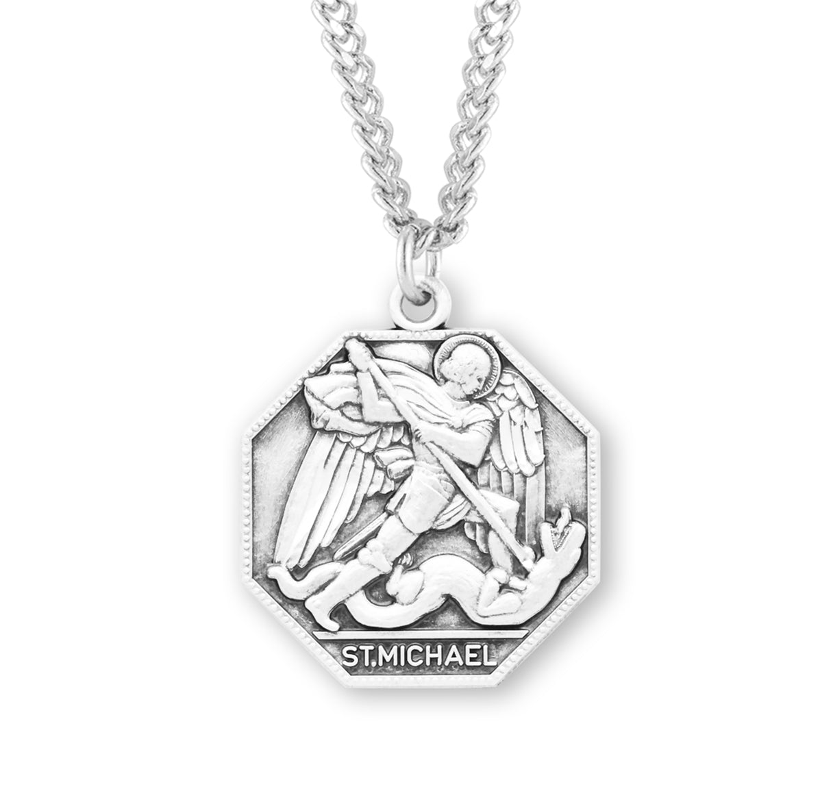 Saint Michael Octagon Sterling Silver Medal