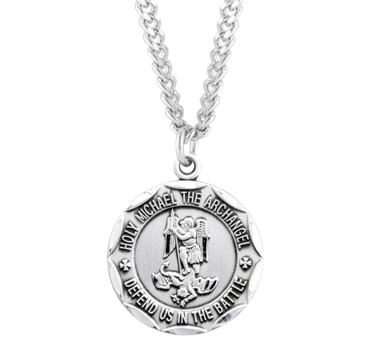 Saint Michael Round Sterling Silver Military Medal