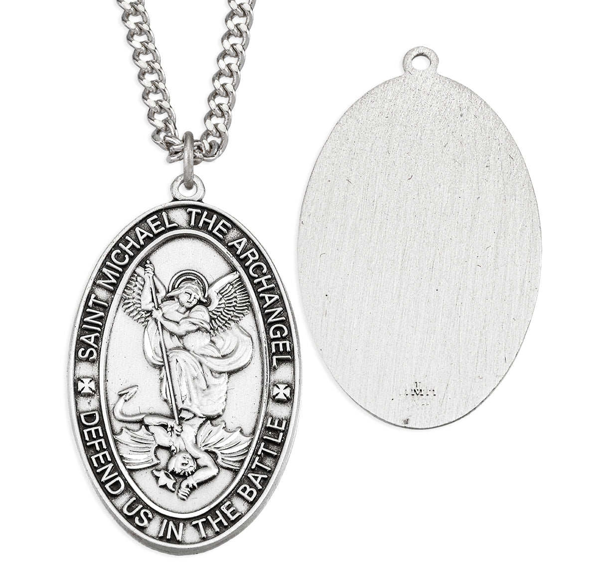 Saint Michael Oval Sterling Silver Medal