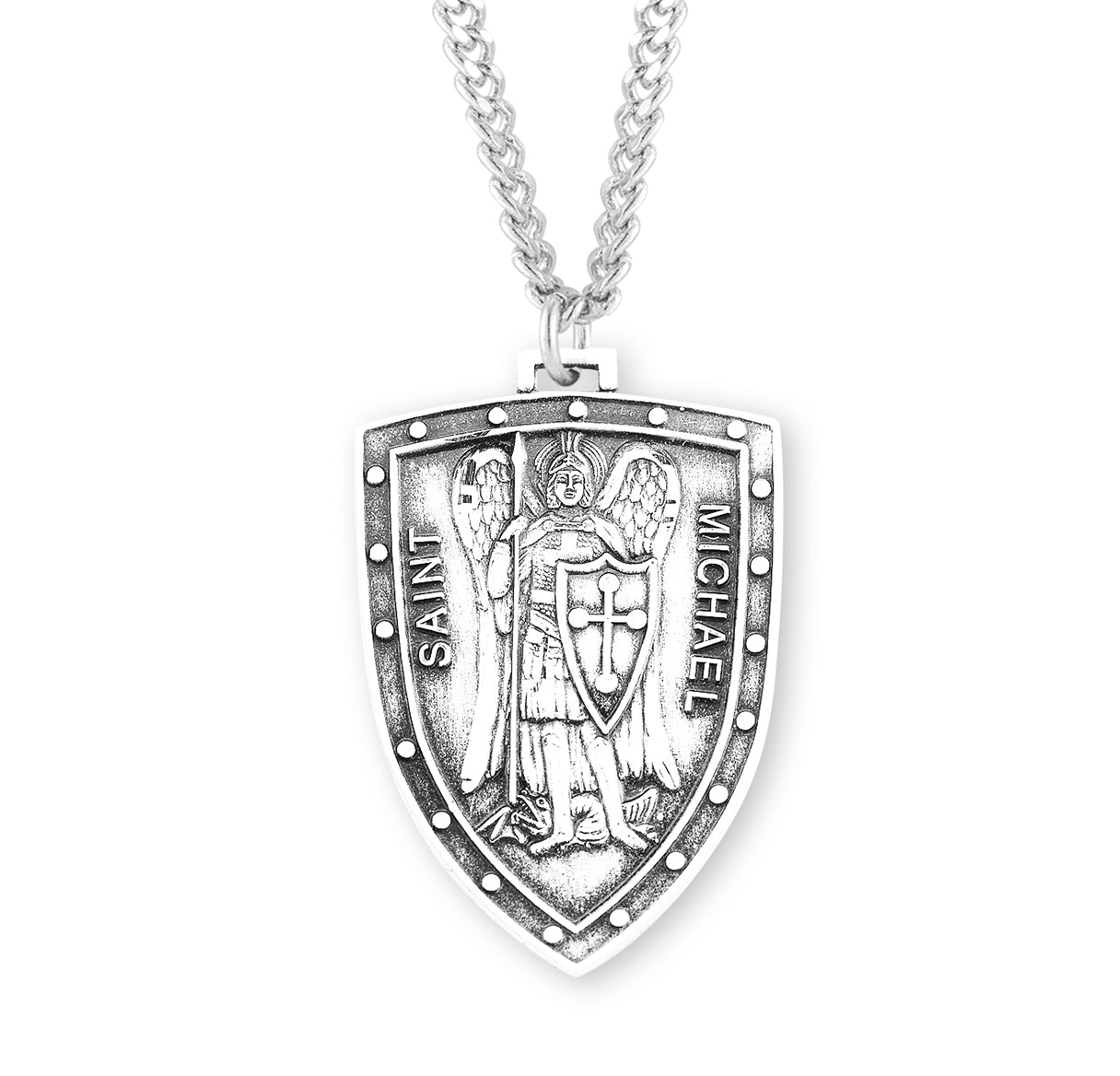 Saint Michael Sterling Silver Shield Medal