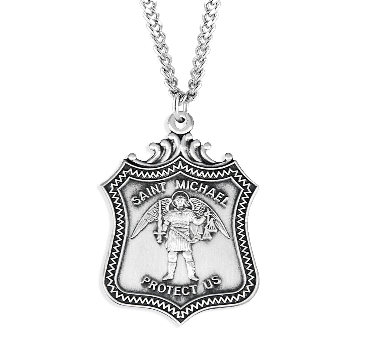 Saint Michael Sterling Silver Shield Medal