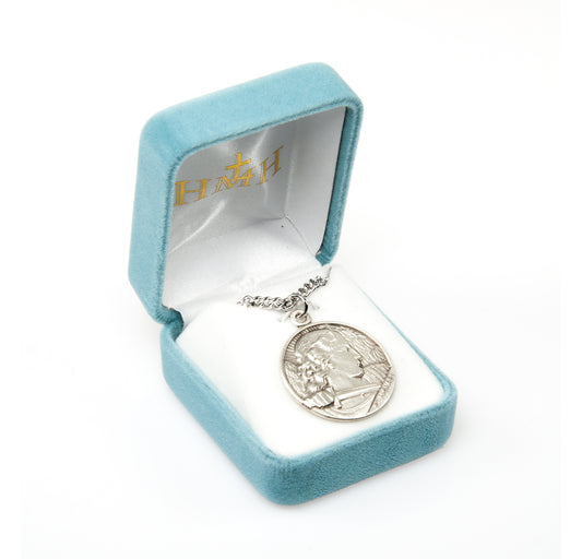 Saint Michael Archangel Oval Sterling Silver Medal