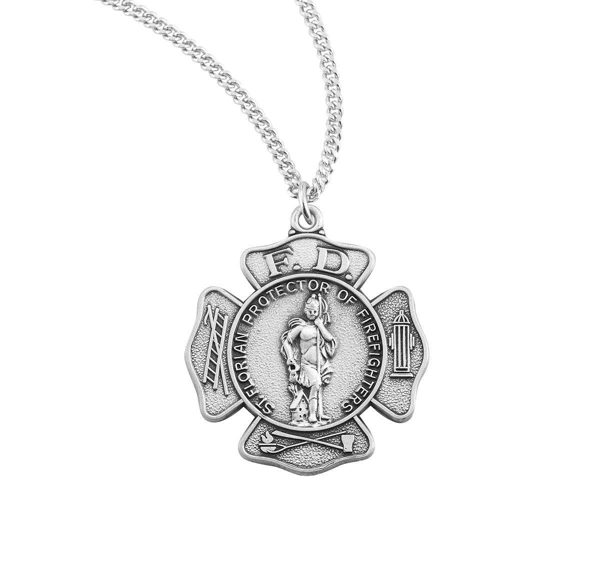 Saint Florian Sterling Silver Firefighters Medal