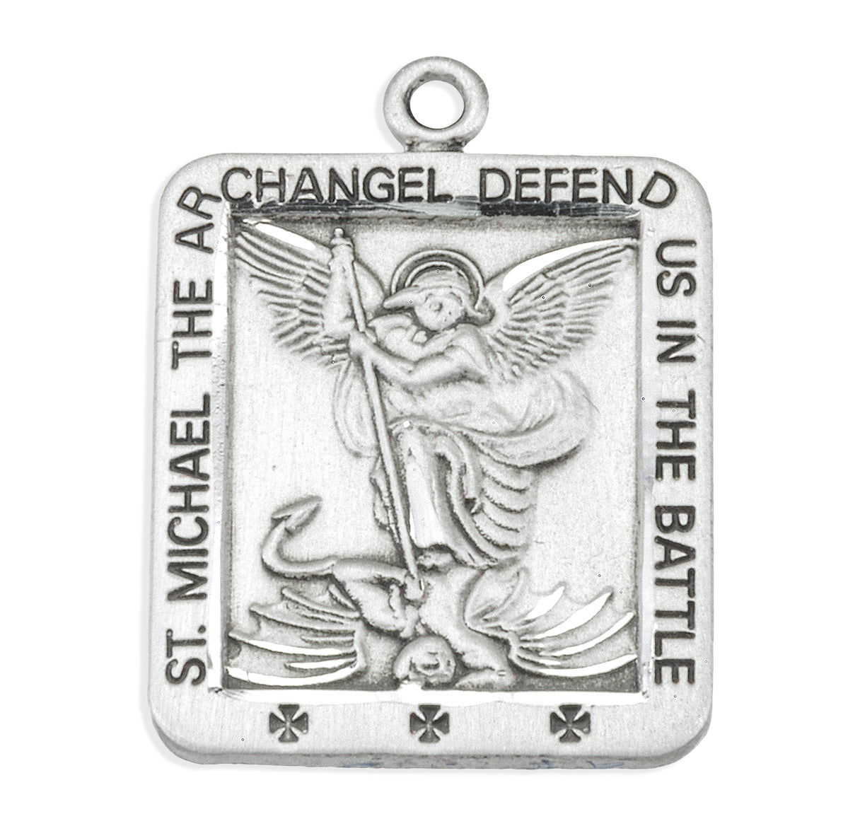 Saint Michael Square Sterling Silver Medal