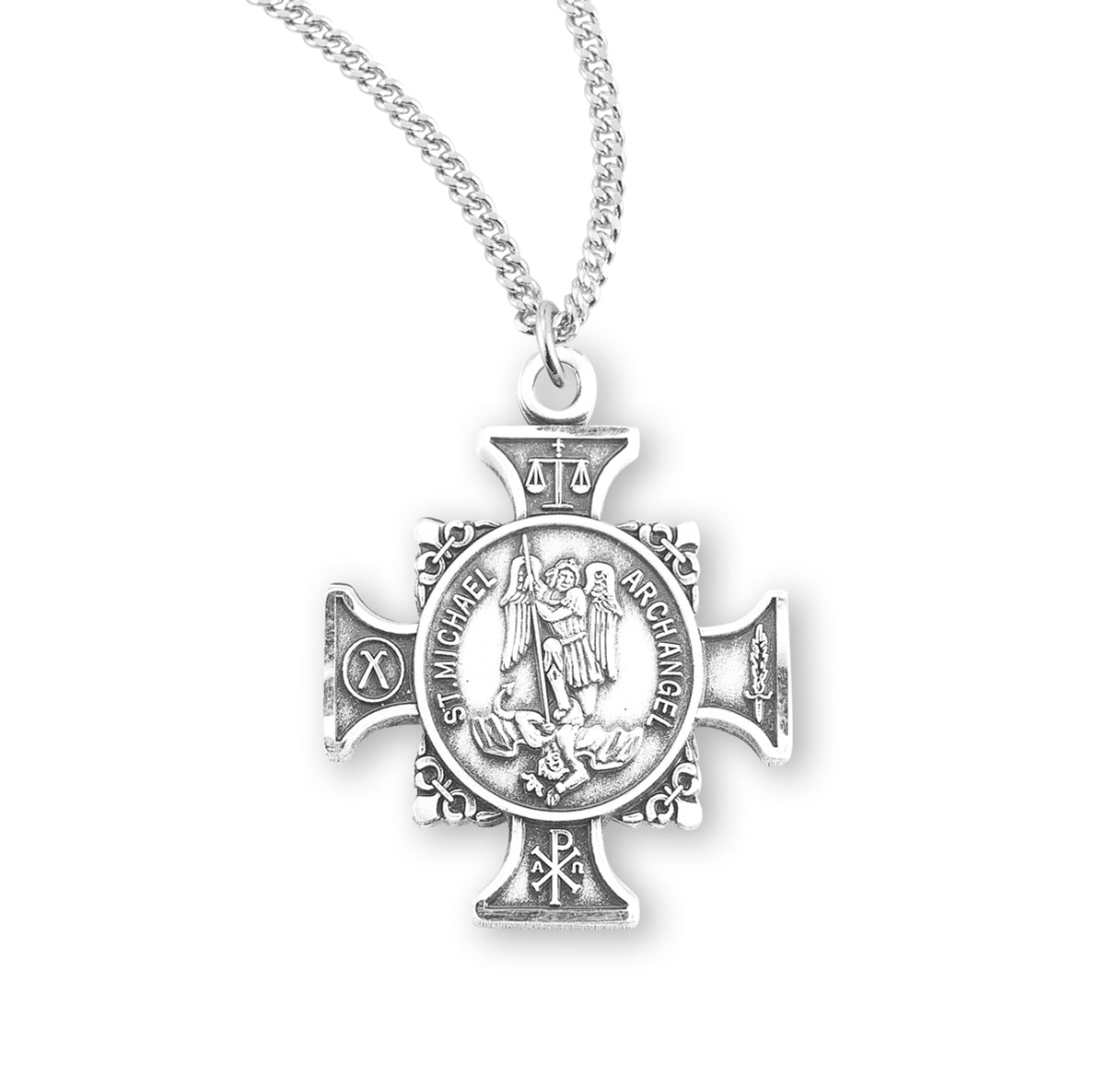 Saint Michael Sterling Silver Maltese Cross