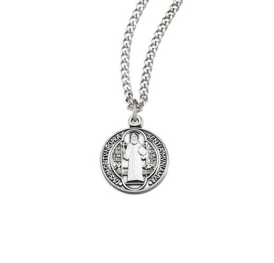 Saint Benedict Round Sterling Silver Medal