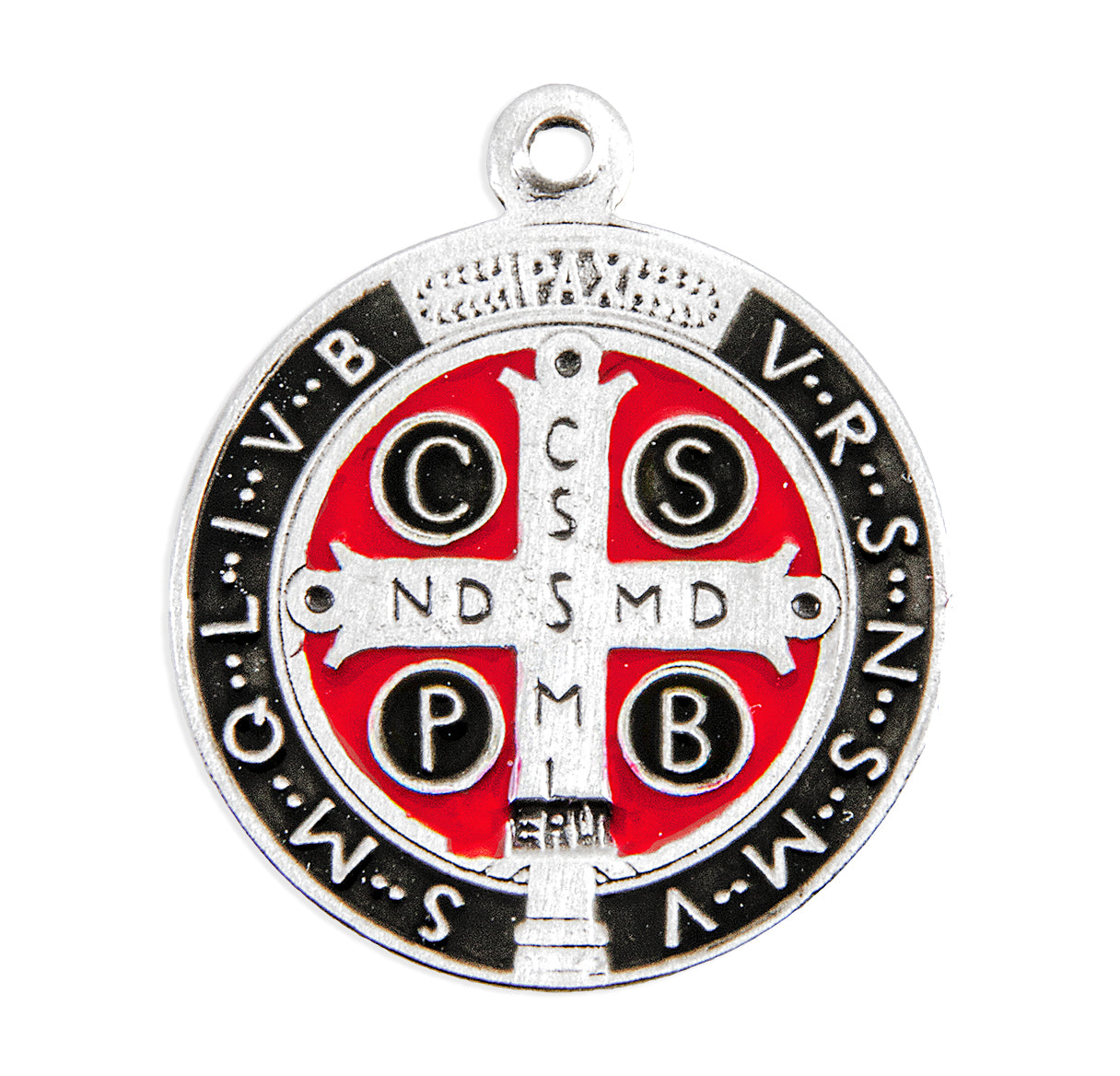 Sterling Silver St. Benedict Pendant with Black and Red Epoxy
