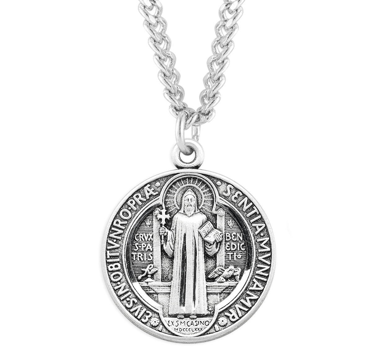 Saint Benedict Round Sterling Silver Medal