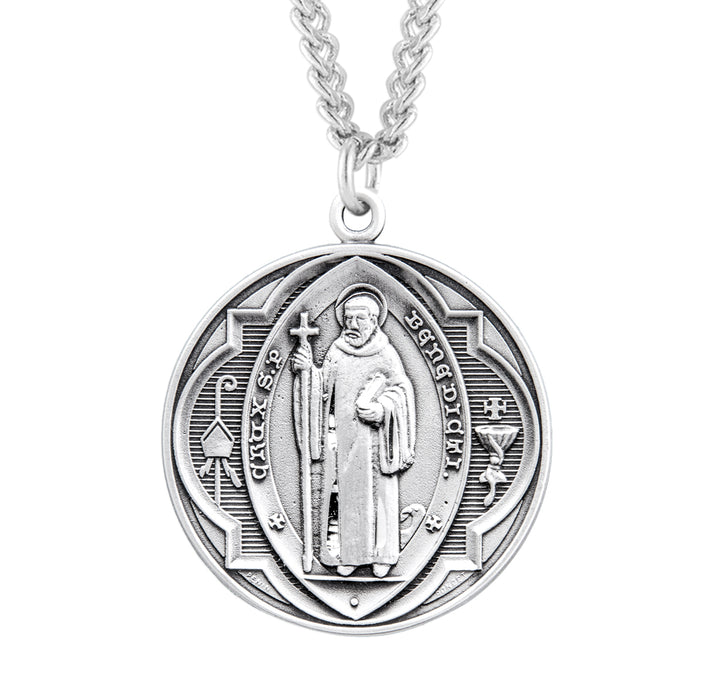 Saint Benedict Round Jubilee Sterling Silver Medal – The Catholic Shop