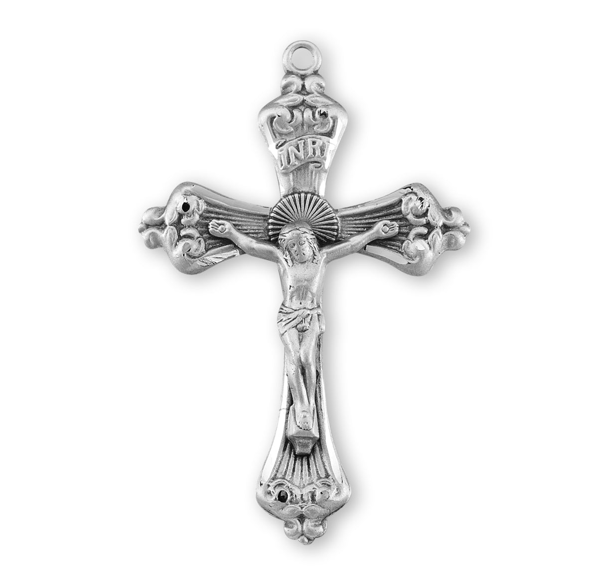 Baroque Scroll Tipped Sterling Silver Crucifix