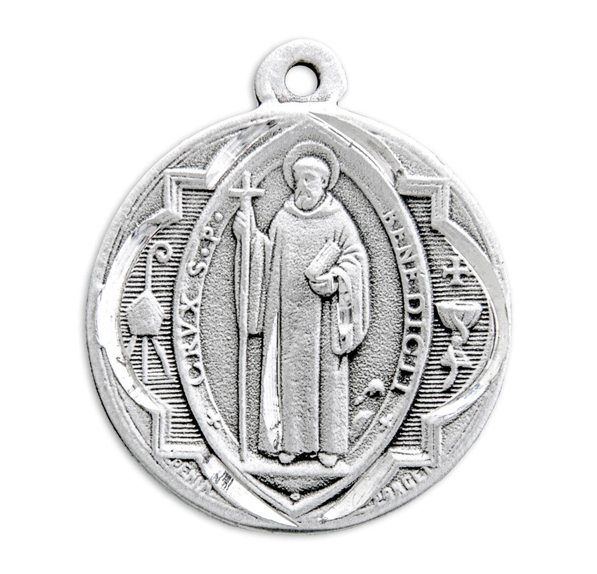 Saint Benedict Round Sterling Silver Medal