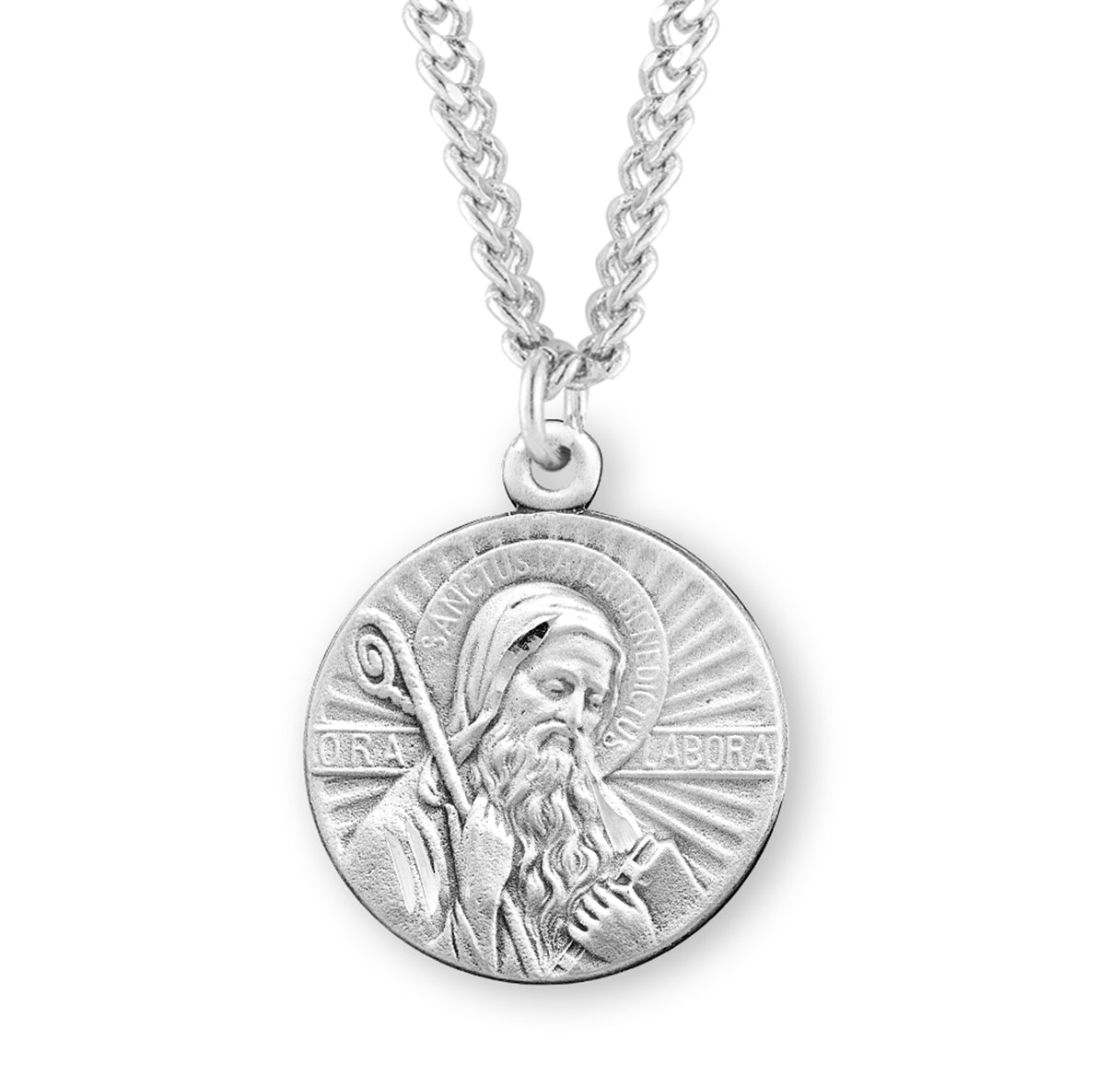 Saint Benedict Round Sterling Silver Medal