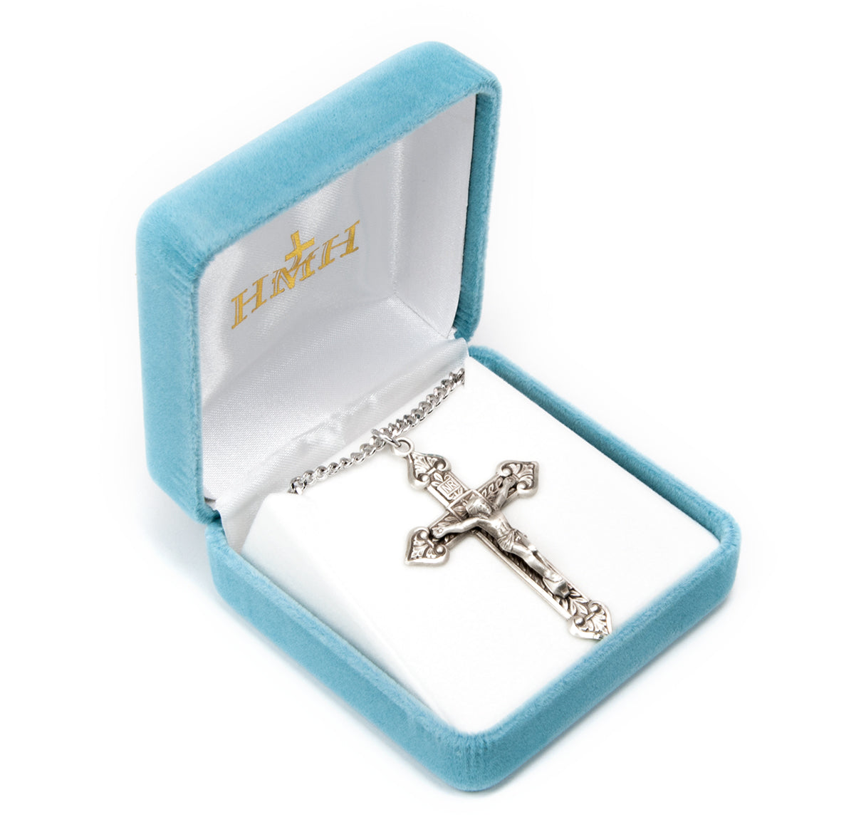 Leaf Design Sterling Silver Crucifix