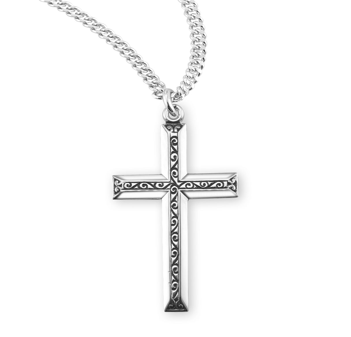 Sterling Silver Black Enameled Cross