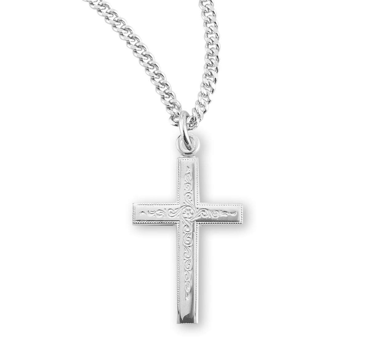 Sterling Silver Vine Pattern Cross