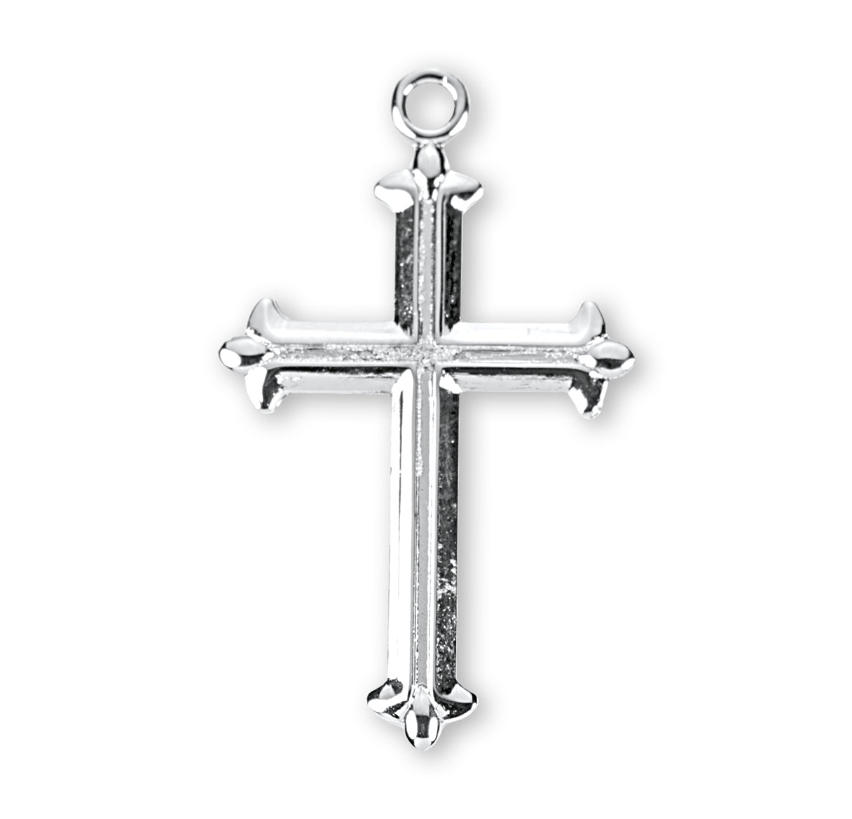 Fleur De Lis Tipped Sterling Silver Cross