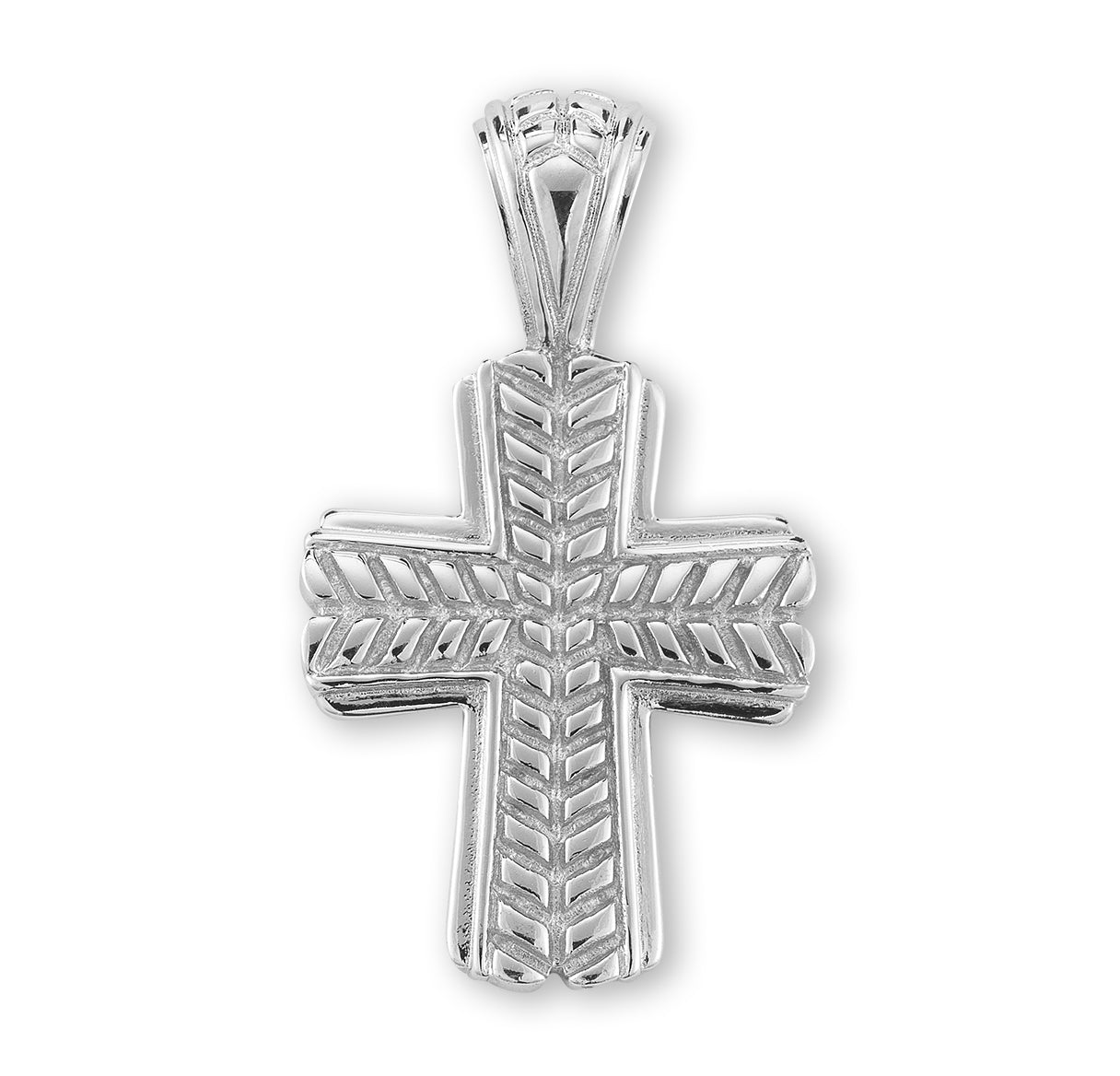 Sterling Silver Wide Wheat Cross