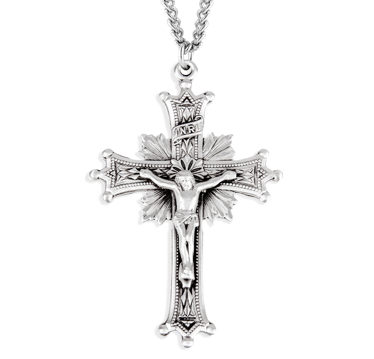 Sunburst Sterling Silver Crucifix