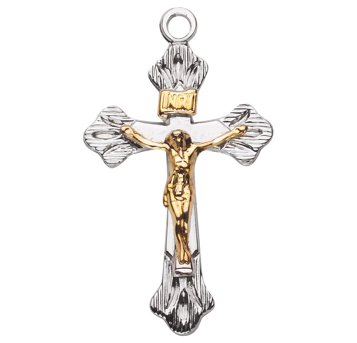 Flare Tipped Sterling Silver Two Toned Crucifix