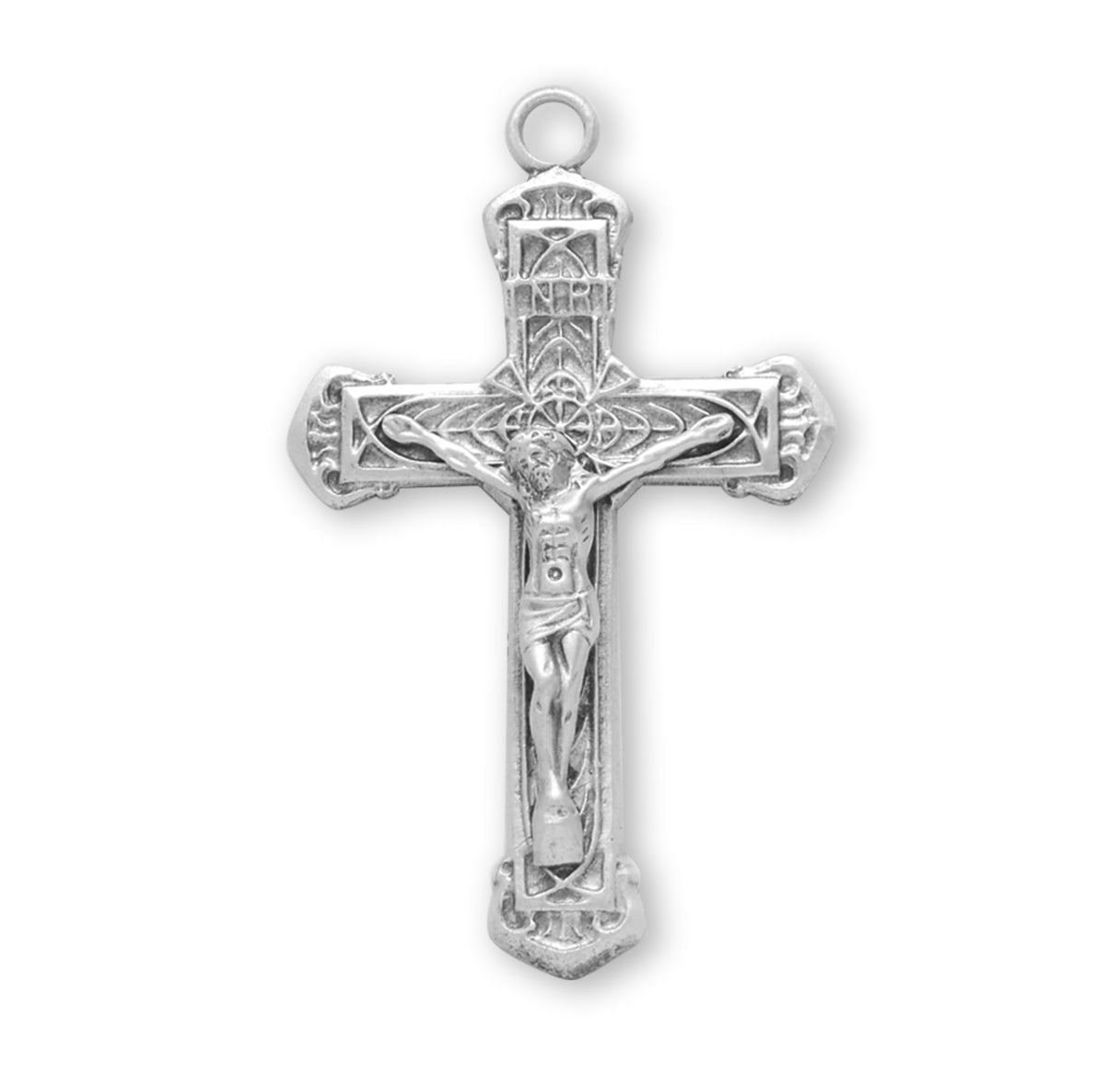 Intricate Lined Sterling Silver Crucifix