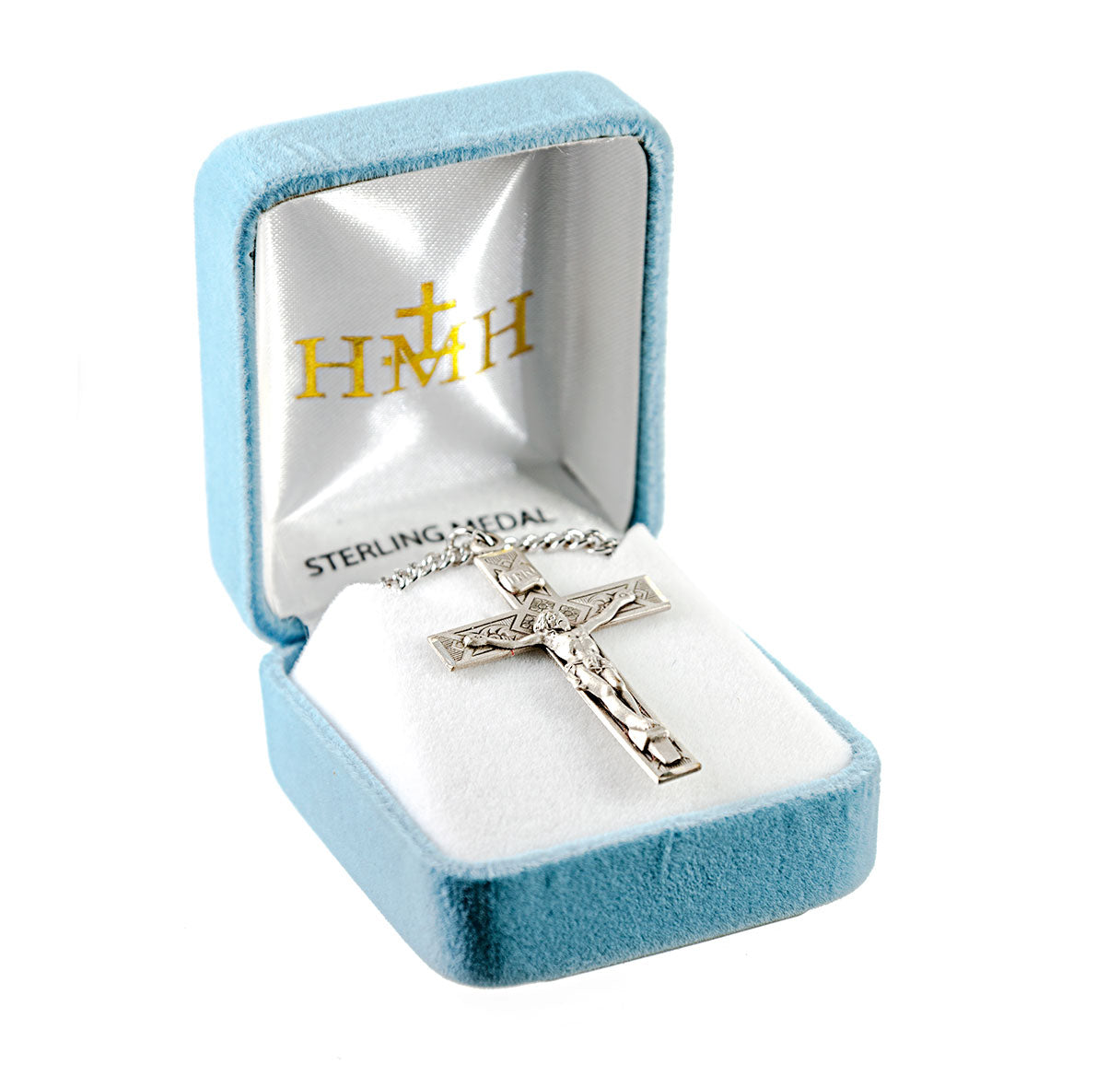 Monstrance Style Sterling Silver Crucifix