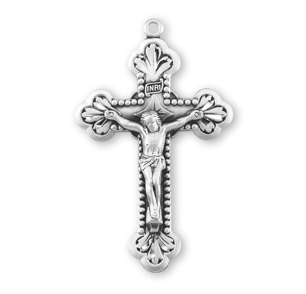 Baroque Leaf Design Sterling Silver Crucifix