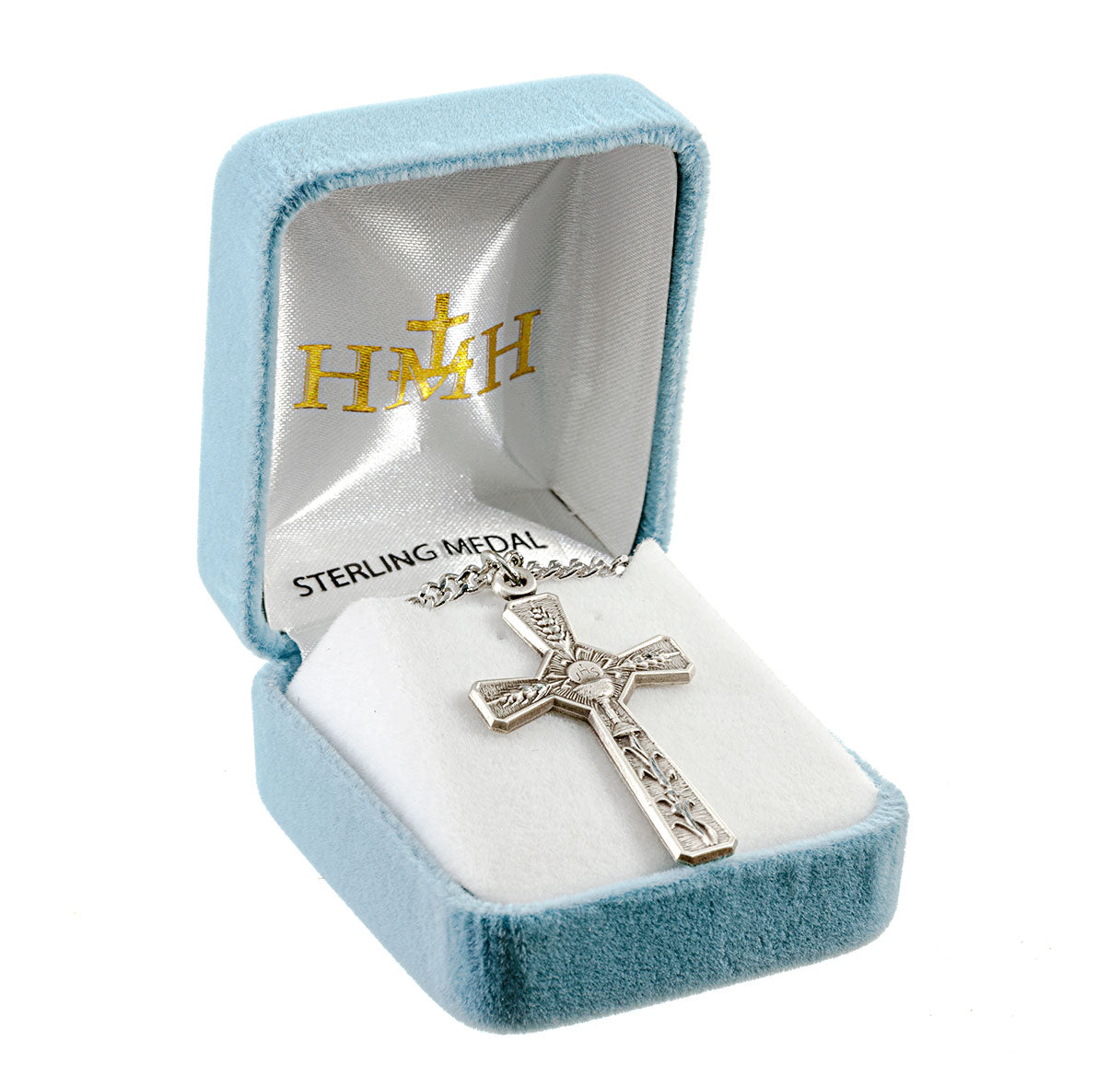 Floral design Sterling Silver Crucifix