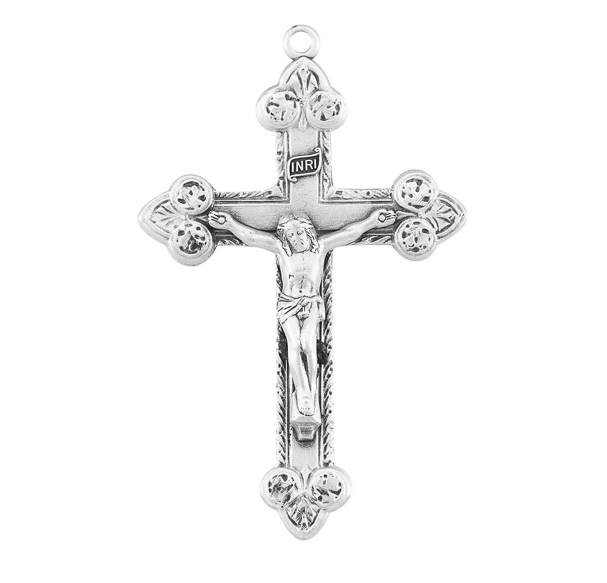 Scrolled Leaf Design Sterling Silver Crucifix