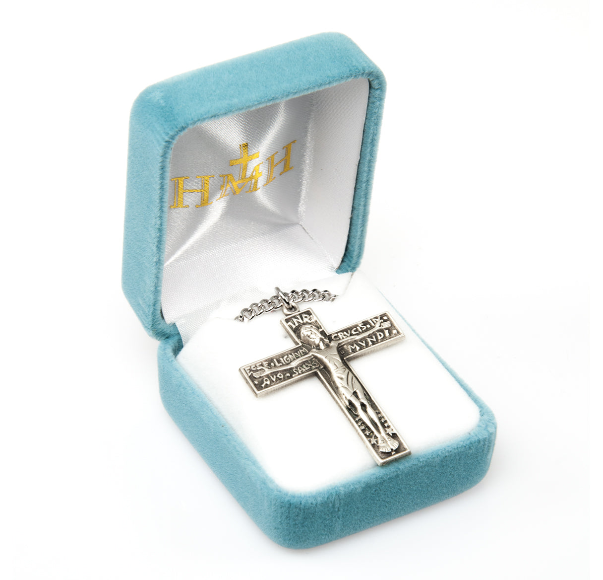 Stat Crux Dum Volvitur Orbis Sterling Silver Crucifix