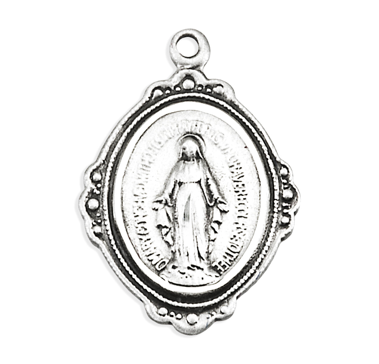 Sterling Silver Oval Fancy Edge Miraculous Medal