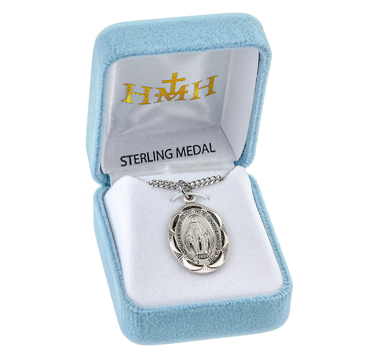 Sterling Silver Oval Fancy Edge Miraculous Medal