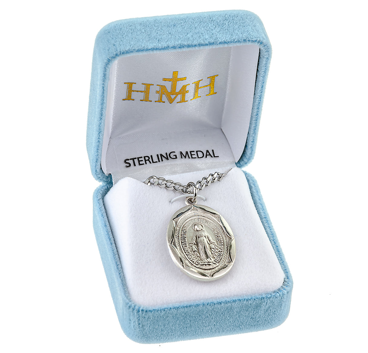 Sterling Silver Round Contemporary Miraculous Medal