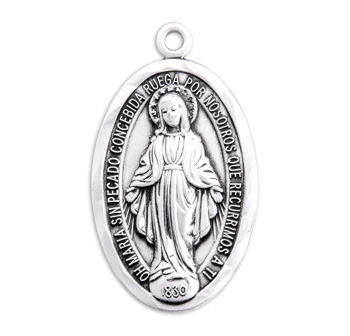 Sterling Silver Spanish Oval Miraculous Medal