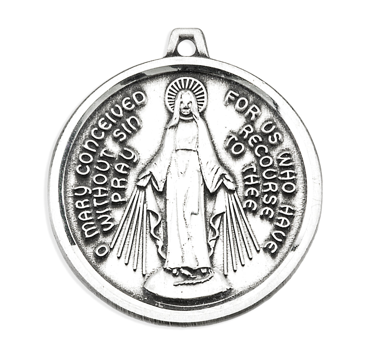 Sterling Silver Round Contemporary Miraculous Medal