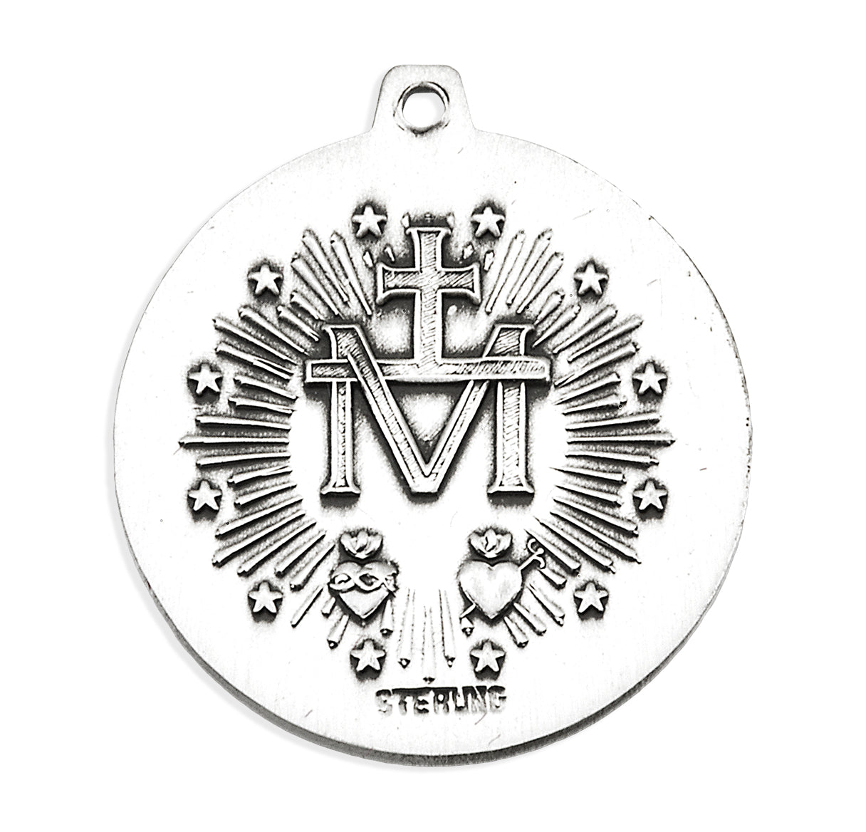 Sterling Silver Round Contemporary Miraculous Medal