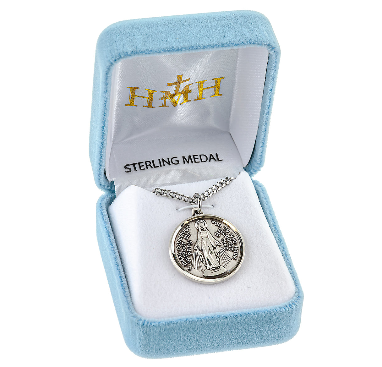 Sterling Silver Round Contemporary Miraculous Medal