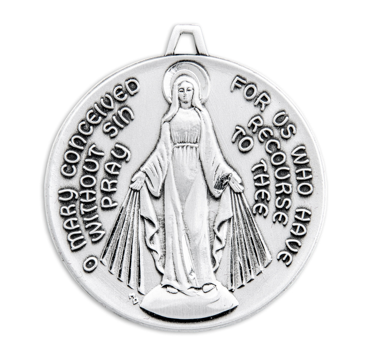 Sterling Silver Round Contemporary Miraculous Medal