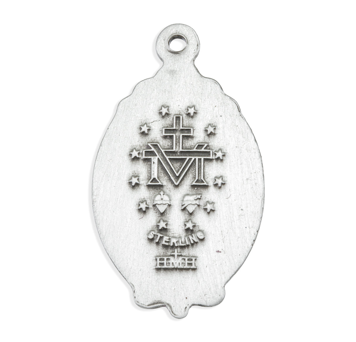 Sterling Silver Miraculous Medal with a Scroll Border