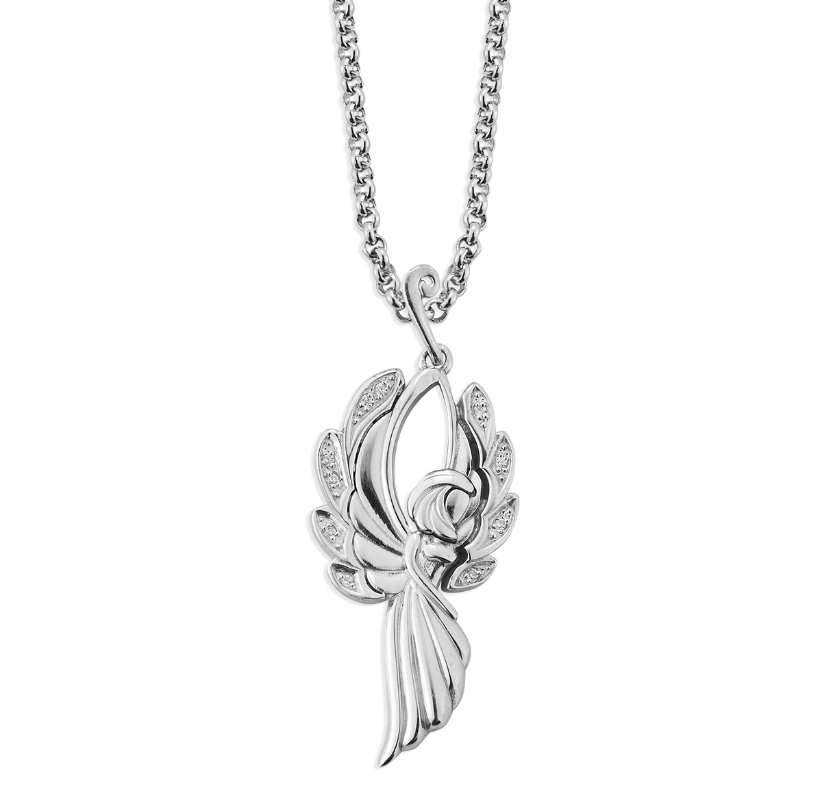 Sterling Silver Angel Pendant with CZ Wings