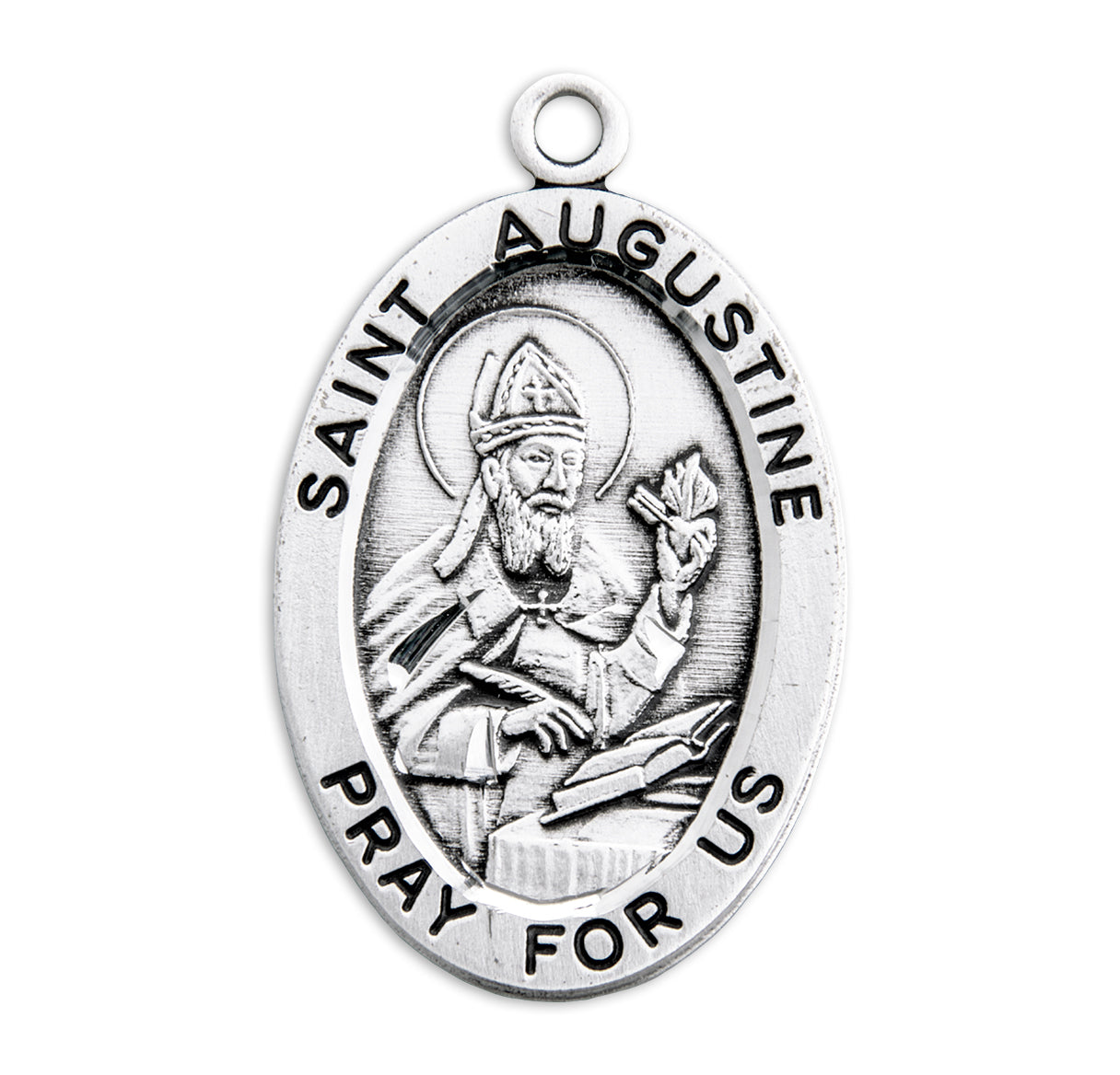 Patron Saint Augustine Oval Sterling Silver Medal