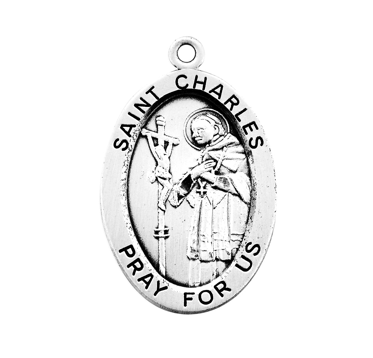 Patron Saint Charles Oval Sterling Silver Medal