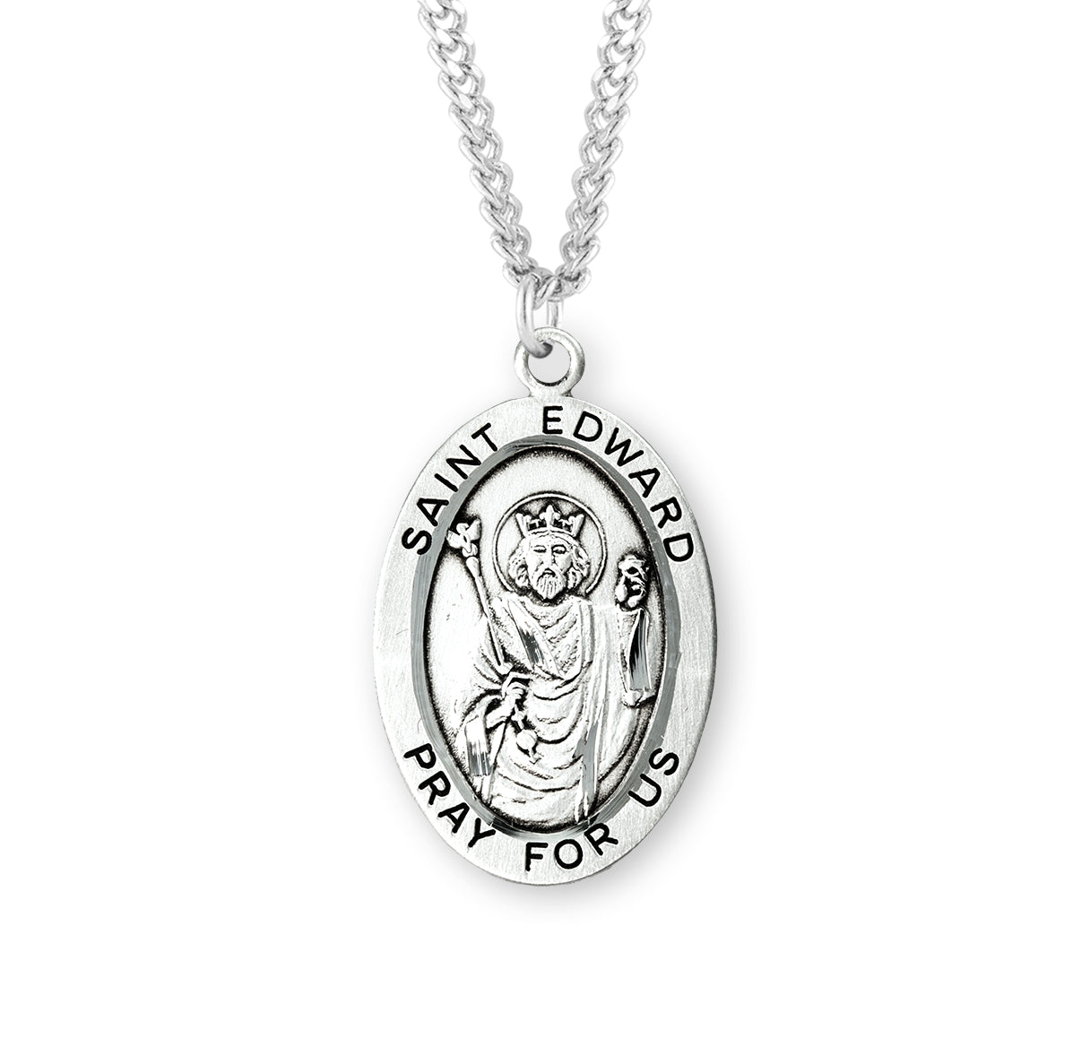 Patron Saint Edward Oval Sterling Silver Medal